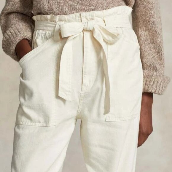 POLO RALPH LAUREN Nwt Belted Jogger 26 Cream Beige Light Tan Khaki Bone - Picture 2 of 14